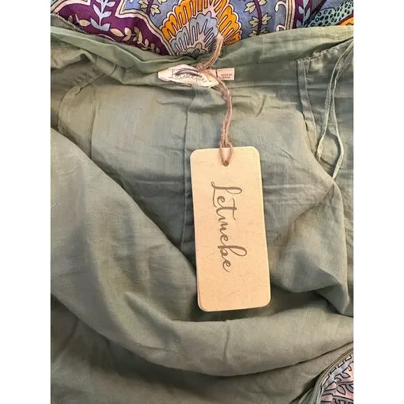 Anthropologie Let Me Be Tiered Paisley Boho Green Cotton Mini Skirt Size XS - Picture 4 of 5